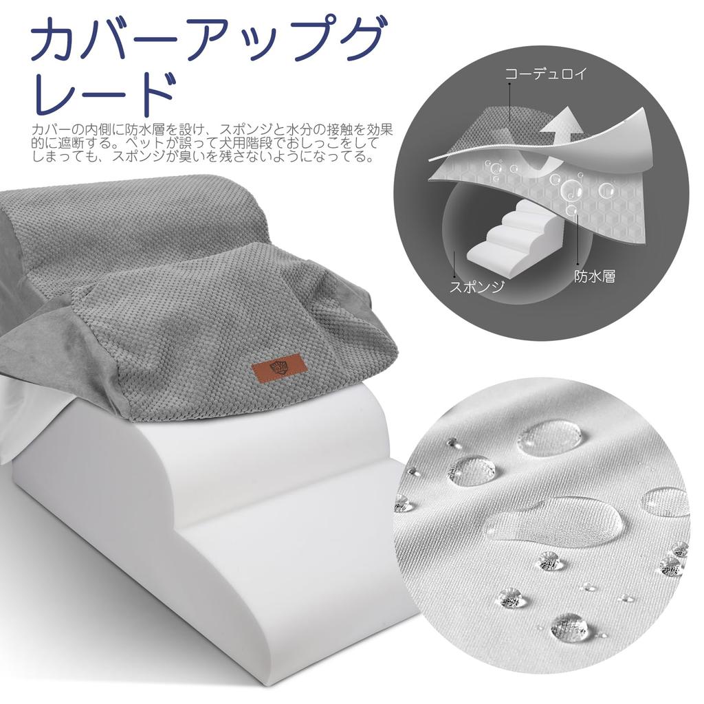 Masthome Dog Dog Slope Dog Dog 4 Height Eliminates Pet 4 Step Steps for Removable Pet Suitable for Small Indoor Elderly Black Blue Stairs, Stairs,