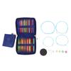 Jeu d'aiguilles à tricoter circulaires 18 paires 10 cm Aiguilles à tricoter interchangeables et 4 câbles avec sac de rangement pour chaussettes