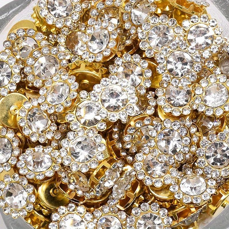 150Pcs 12mm Claw Cup Glass Rhinestones Strass Shiny Crystals Base Sew on Rhinestones for Clothes DIY Craft Sewing Accessories