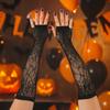 Long Sleeve Half-Finger Gloves Stretchy Fishnet Gloves Punk Gloves Spider Web Gloves  Cosplay