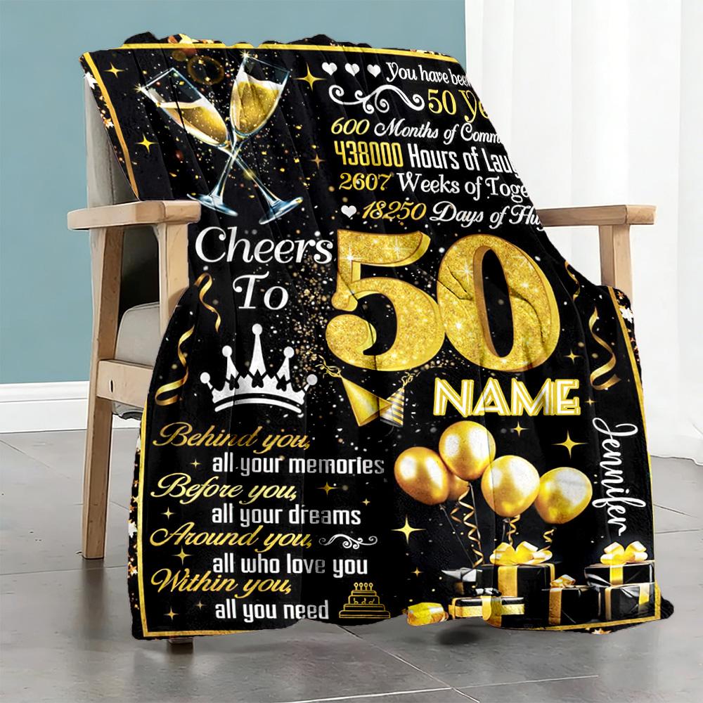 Birthday Personalized Text Blanket Multi-purpose Personalized Blanket Comfortable Suitable for Picnics Chair Nap Livingroom Four Seasons Multipurpose