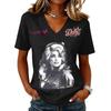 Women's Casual Letter Print V-Neck Short Sleeve Pullover Top