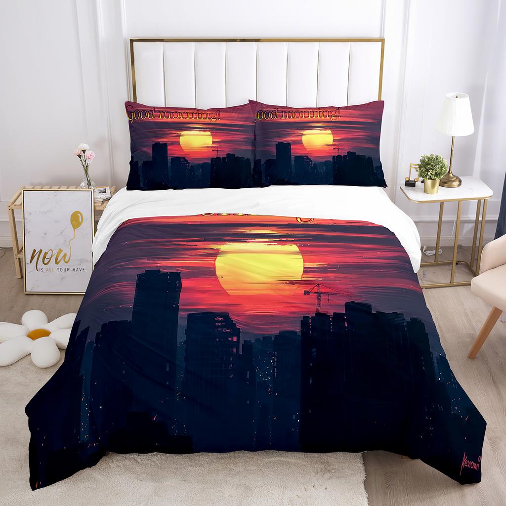 Buon Mattino Set Copripiumino Stampa 3D Pane Caffè Colazione Poliestere Copripiumino King Queen Matrimoniale per Set Letto Adolescenti