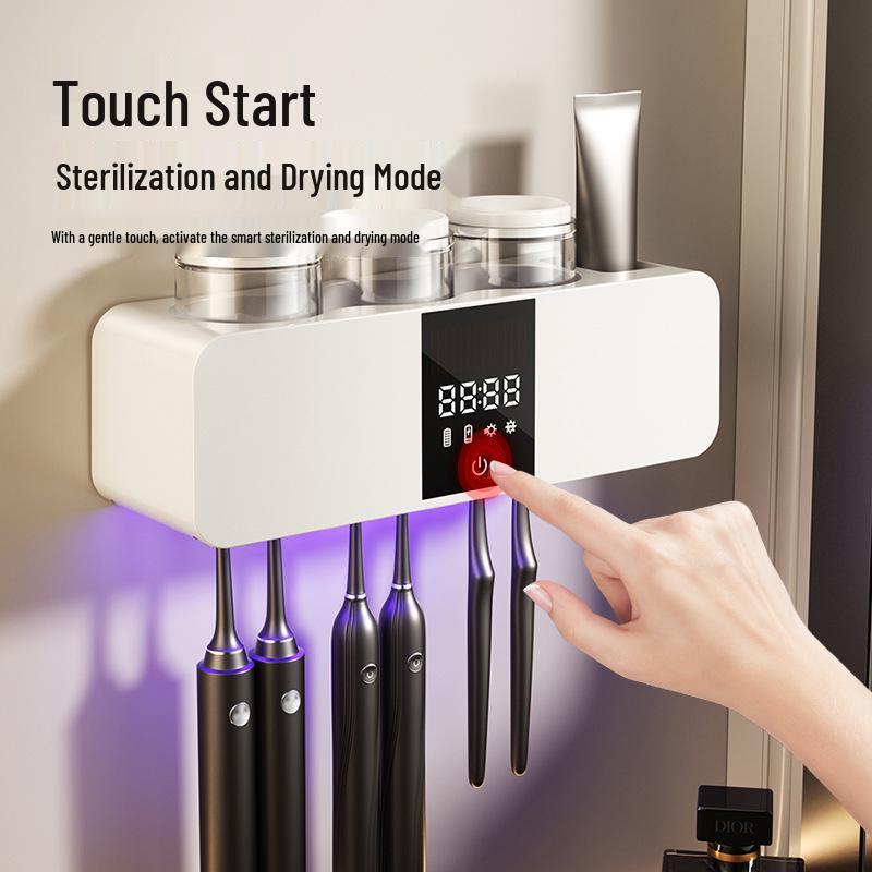 Wall-Mounted Smart Toothbrush Sterilizer with UV Air-Drying and Holder