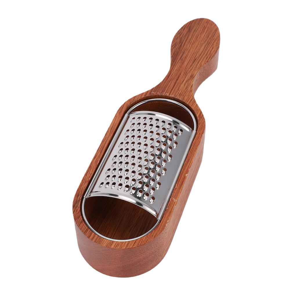 Wooden Handle Cheese Grater Manual Cheese Shredder with Storage Space Handheld Kitchen Grater for Lemon Chocolate