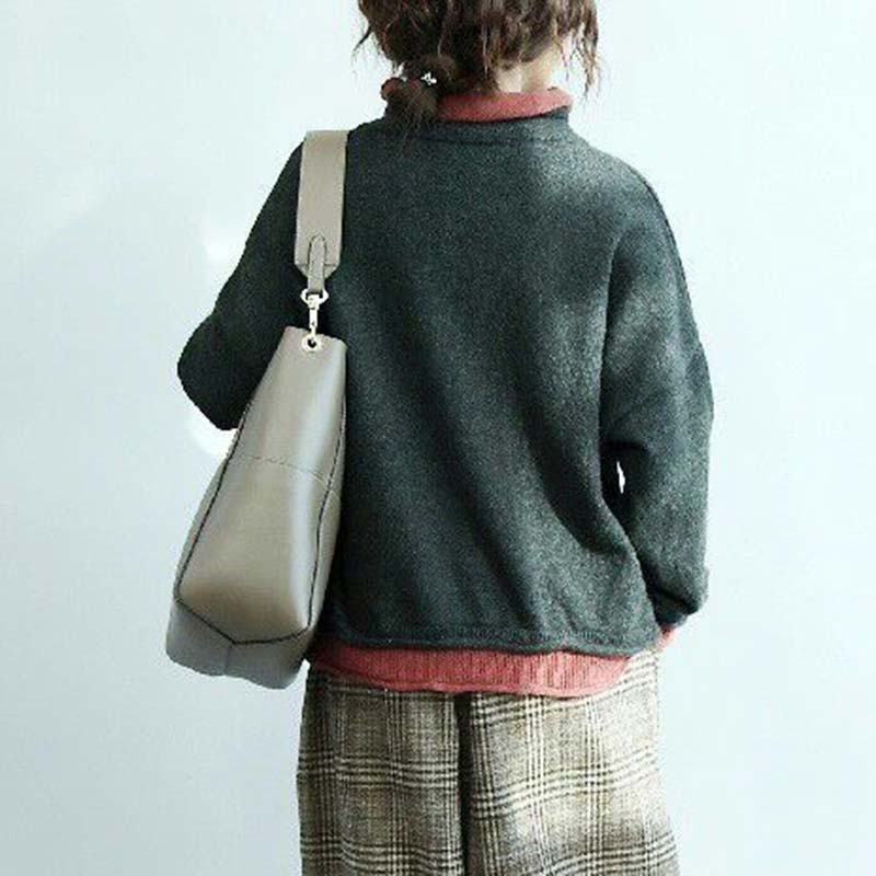 Sweater for Women Autumn Winter Thickened Warm Knitted Stretchy Long Sleeve Oversize Top