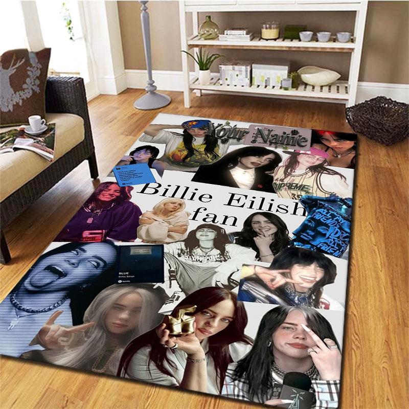 Billie Eilish Custom Name Carpet Rug for Living Room Bedroom Home Sofa Decoration,Kids Play Non-slip Floor Mat