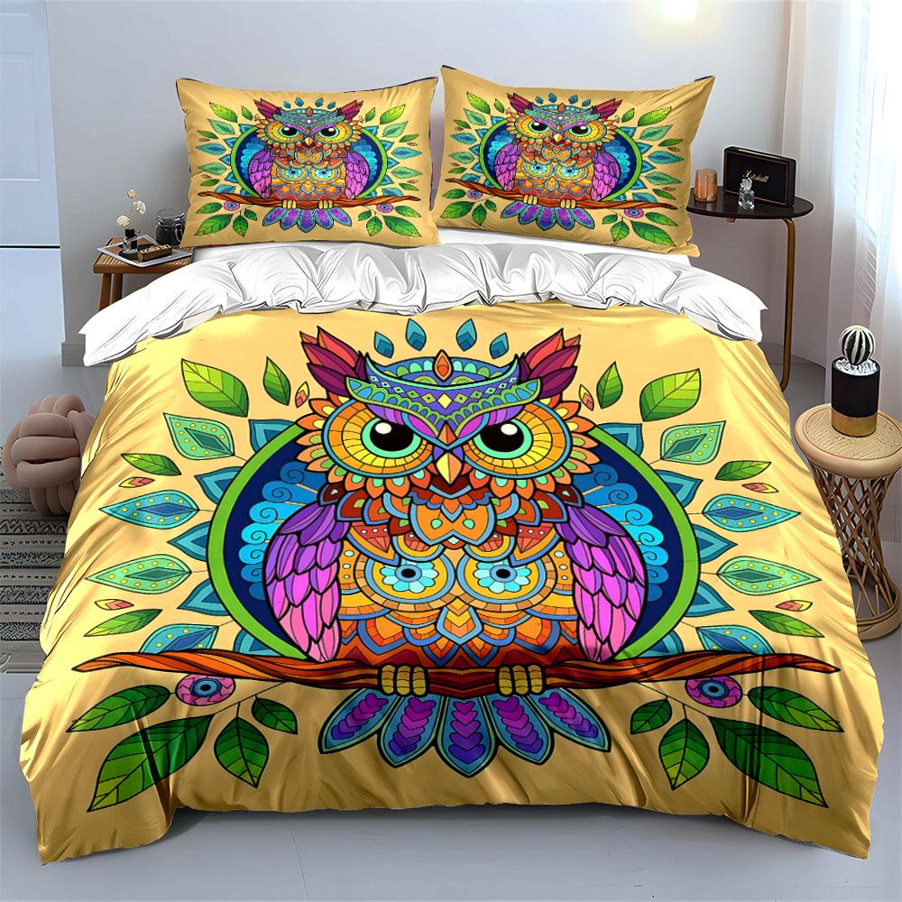 Vivid Kaleidoscope Owl! Bedding Sets Duvet Covers Pillowcases(1* Duvet Cover 2* Pillowcases Without Duvet Insert)