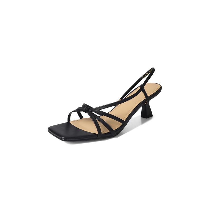 

Fashion New Summer Sandals Split Leather Sandals for Women Fashion Square Toe High Heels Sandals Ladies Shoes Gladiator Shoes Golden 40 чёрный