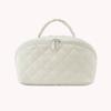Travel Makeup Bag Open Flat Portable Pouch Purse with Brush Compartment & Handle Toiletry Bag Pouch Wash Bag for Women and Girls
