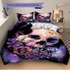 3pcs Skull Flowers Duvet Cover Set, Cover For Bedroom Guest Room (1 Duvet Cover + 2 Pillowcase, Without Quilt),  yy250922193