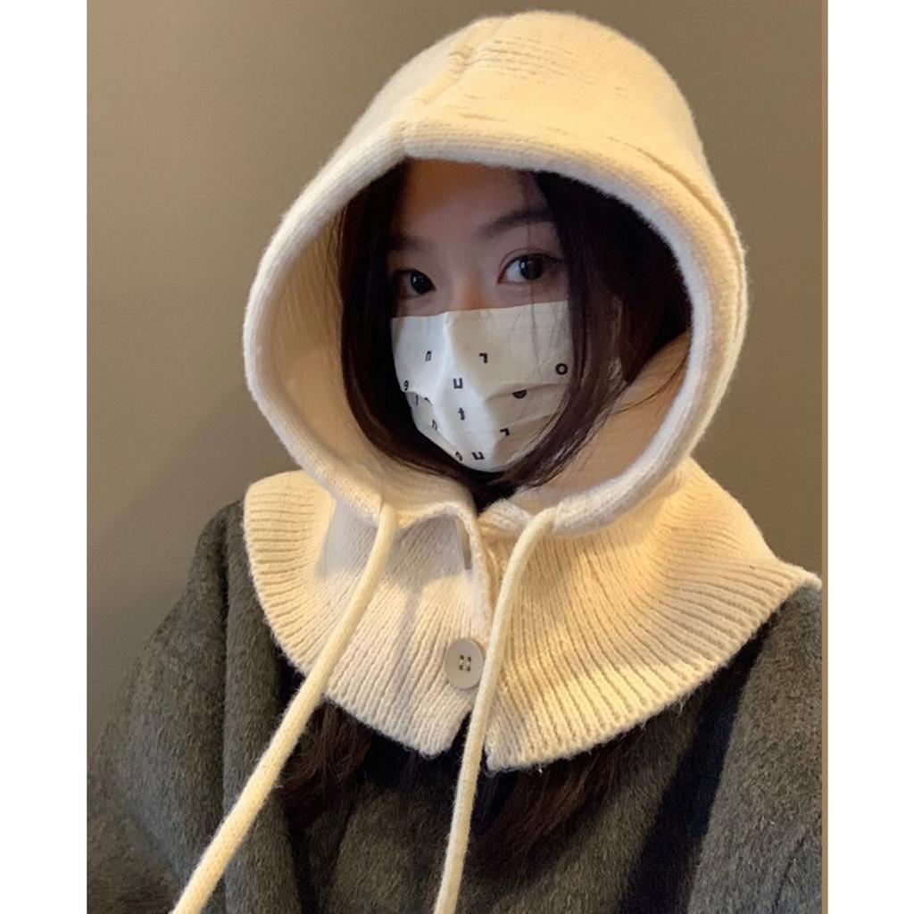 Autumn and Winter, Hat, Women's Hat, Winter Hat, Integrated Scarf, Ear Protection, Woolen Hat, Knitted Hat, Warm Hat