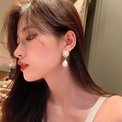 1Pair Vintage Elegant Elliptical Pearl Earrings For Women Girls Fashion High-Grade Light Luxury Earrings Accessories Gifts