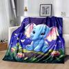 1pc Cartoon Elephant Printing Lightweight Flannel Blanket, Comfortable and Warm Blanket, for Camping Sofa Bed and Couch Office, in All Seasons