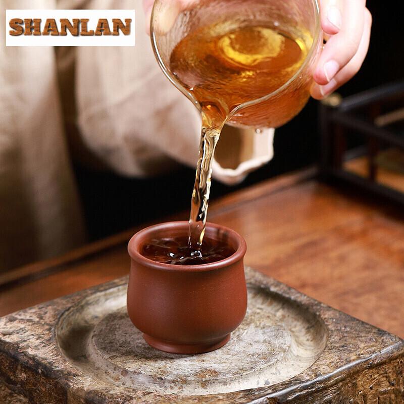 2 Pcs/set 60ML Authentic Yixing Purple Clay Teacup Handmade Meditation Cup Travel Tea Bowl Pu'er Master Tea Cup Chinese Tea Set
