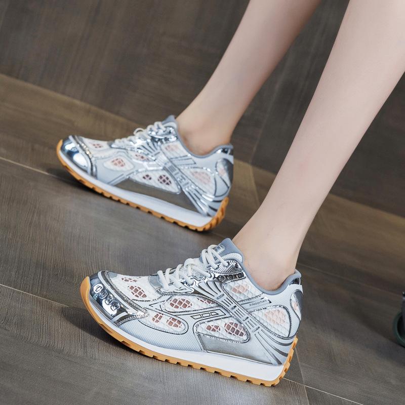 Inner heightening women's shoes new casual rubber non-slip mesh breathable sports shoes tide
