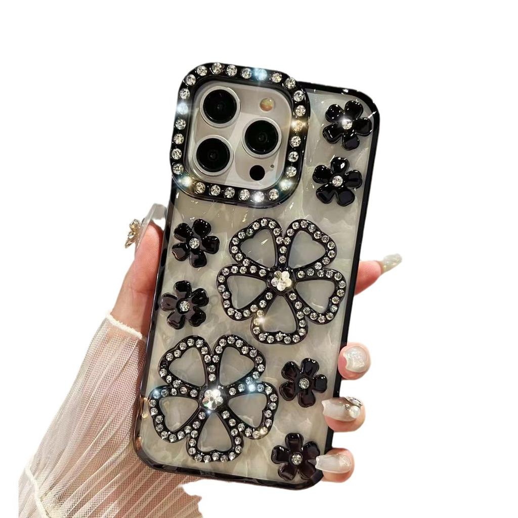 Applicable To Apple 11promax Mobile Phone Case Three-dimensional Flower Rhinestone Electroplating iPhone11 Advanced Flash Diamond Protective Case