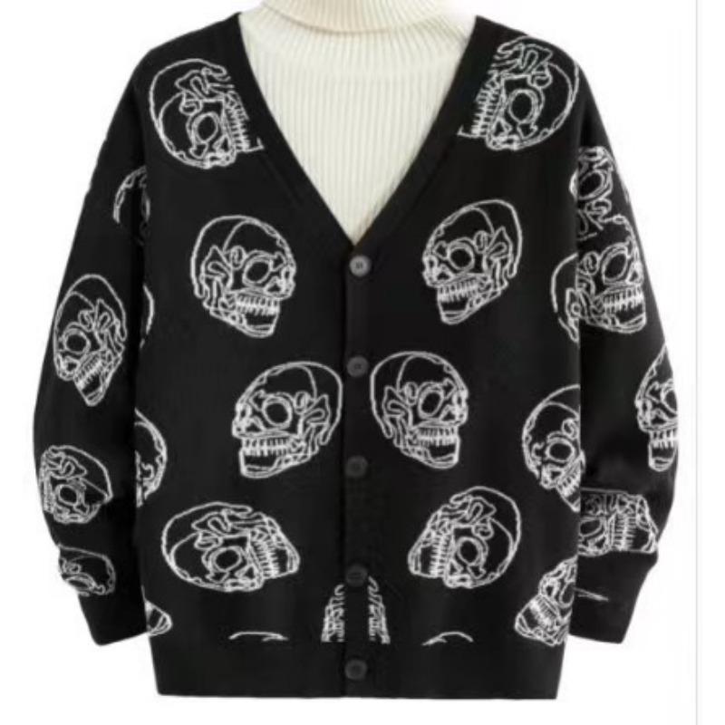 Unisex Halloween Jacquard Knit Cardigan Sweater