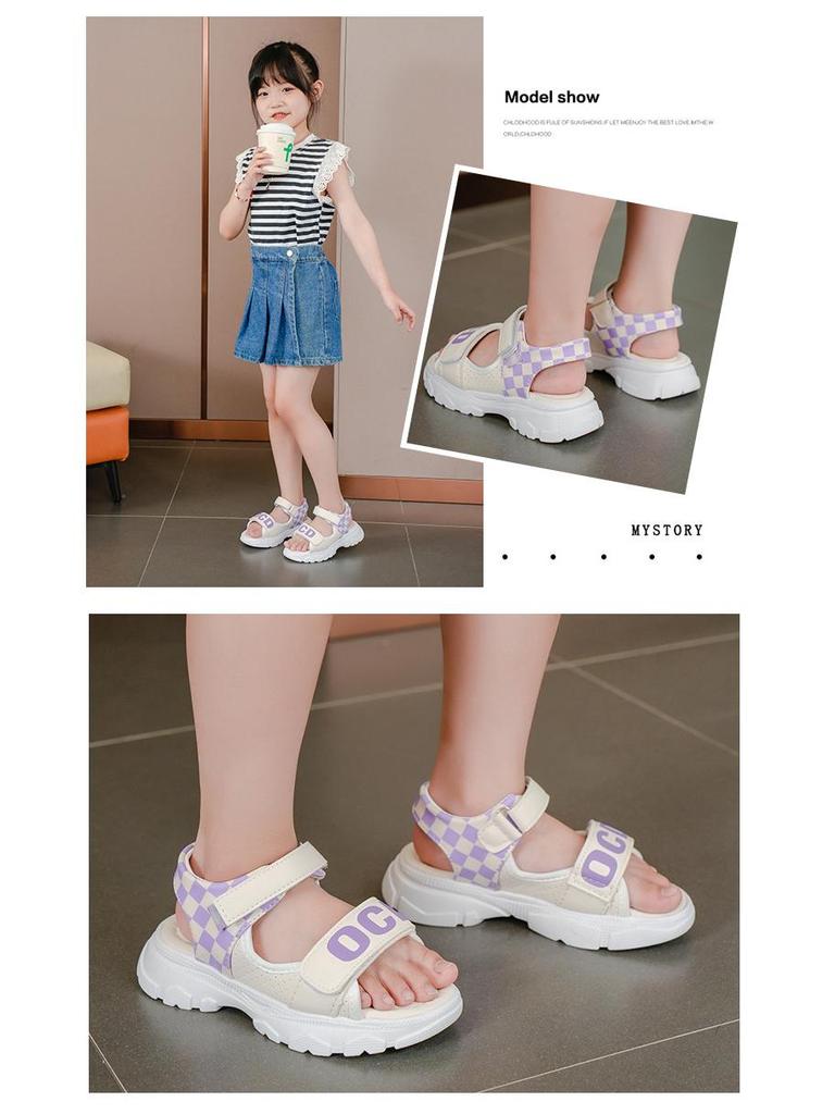 2025 Summer Girls' Sports Open-Toe Soft Sole Sandals for Students and Beach
