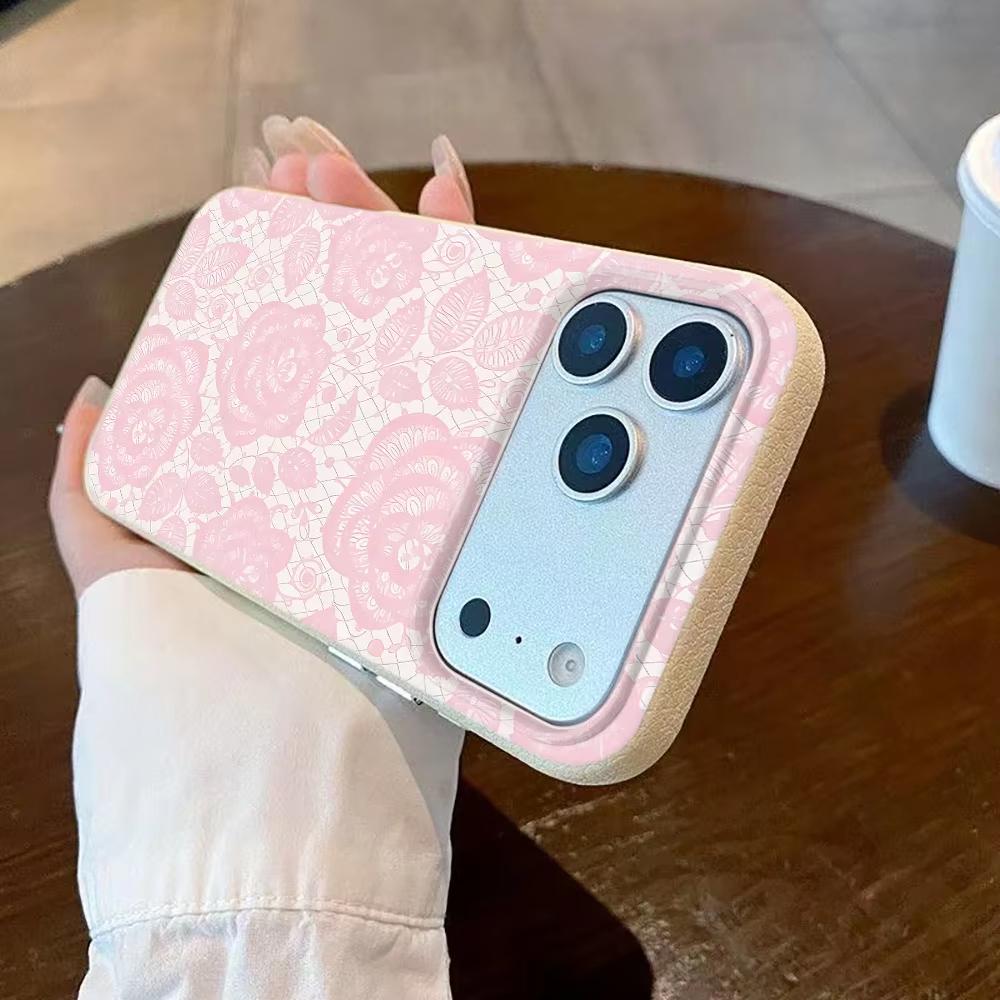 Lace Style Cool Girl Phone Case For iPhone 17 Pro Max 16 Pro 15 14 11 13 12 11 16E 17Air XR XS Lychee Textur Soft Cover