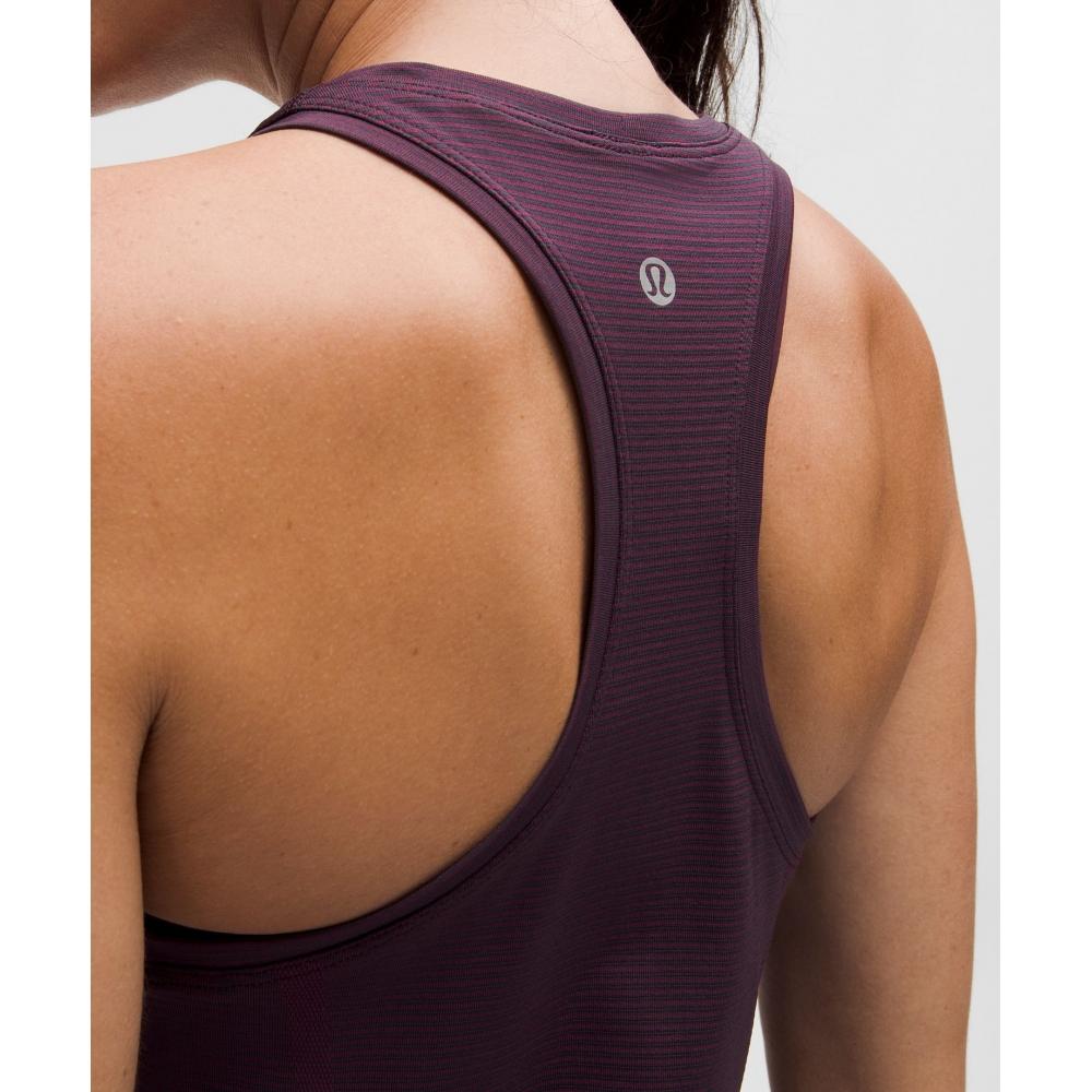 Lululemon Swiftly Tech Racerback Tank Top 2.0  Hip Length Spandex Stripe Plum Indochine Blue