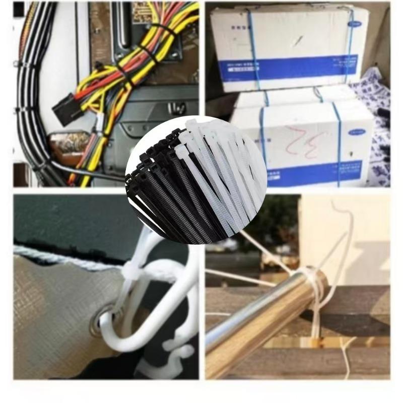 100-2000Pcs Plastic Nylon Cable Ties Self-locking Cord Ties Straps Adjustable Cables Fastening Loop Home Office Wire Zip Ties