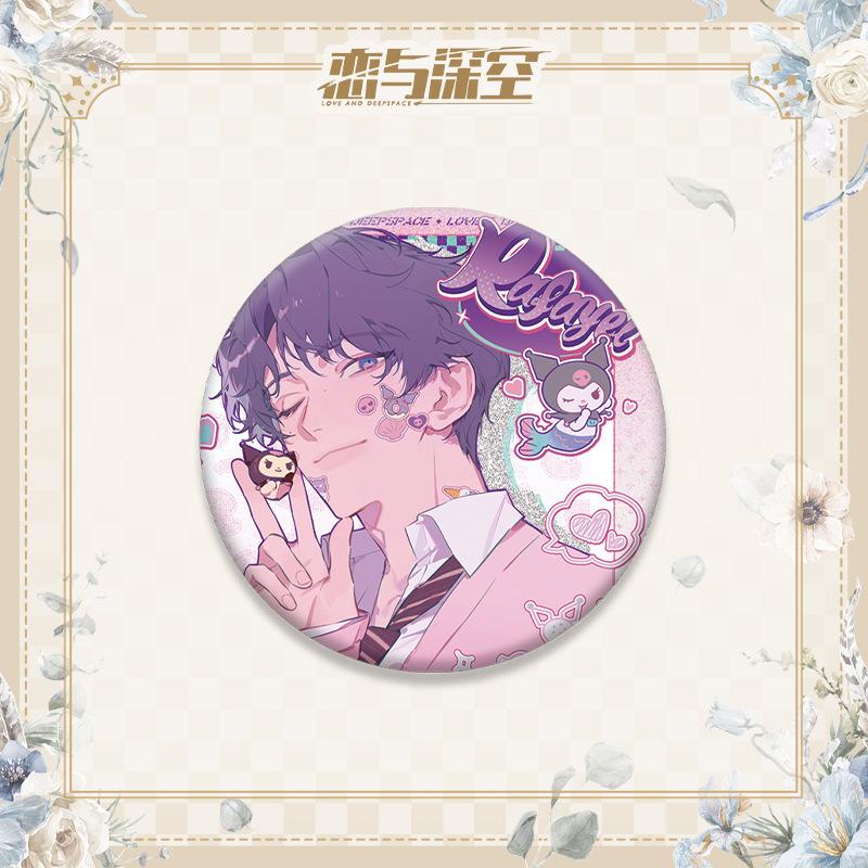 Love and Deepspace Sylus Xavier Zayne Rafayel 75MM Anime Cosplay Shiny Colorful Badge Brooch Pin Game Fans Collection Deco Gift