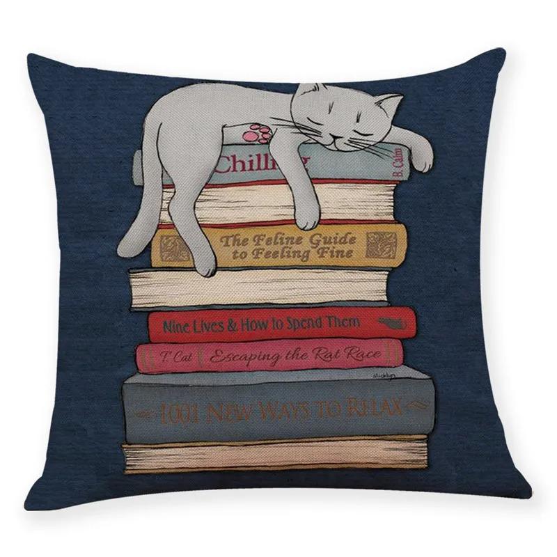 Ny Konst Mural Kattunge Tryck Serie Kuddfodral för Soffa Djurdesign Retro Kuddfodral Heminredning Kuddöverdrag 45x45 cm