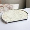 Light Luxury Stainless Steel Horsehair Semi-circular Tray Ornaments Model Living Room Bedroom Jewelry Storage Tray Jewelry