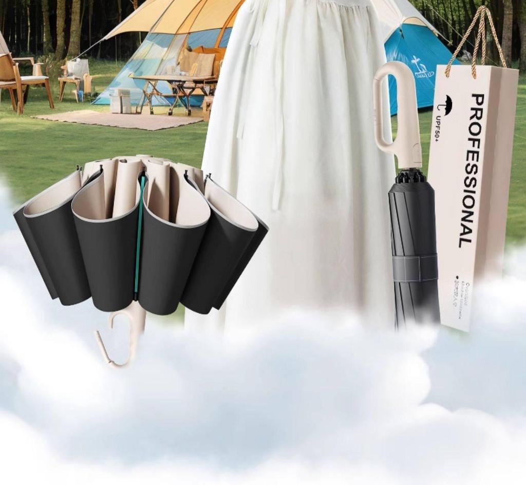 Sun & Rain 16-Rib Reverse Windproof UV Protection Umbrella
