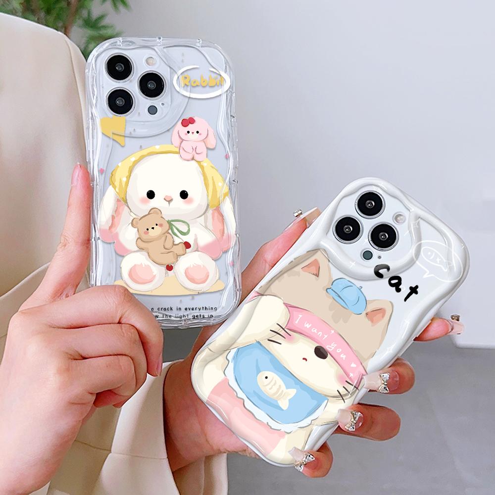 Roztomilý kreslený vzor krémová textura pouzdro vlnitý okraj měkký silikonový kryt pouzdro na telefon pro Xiaomi Redmi