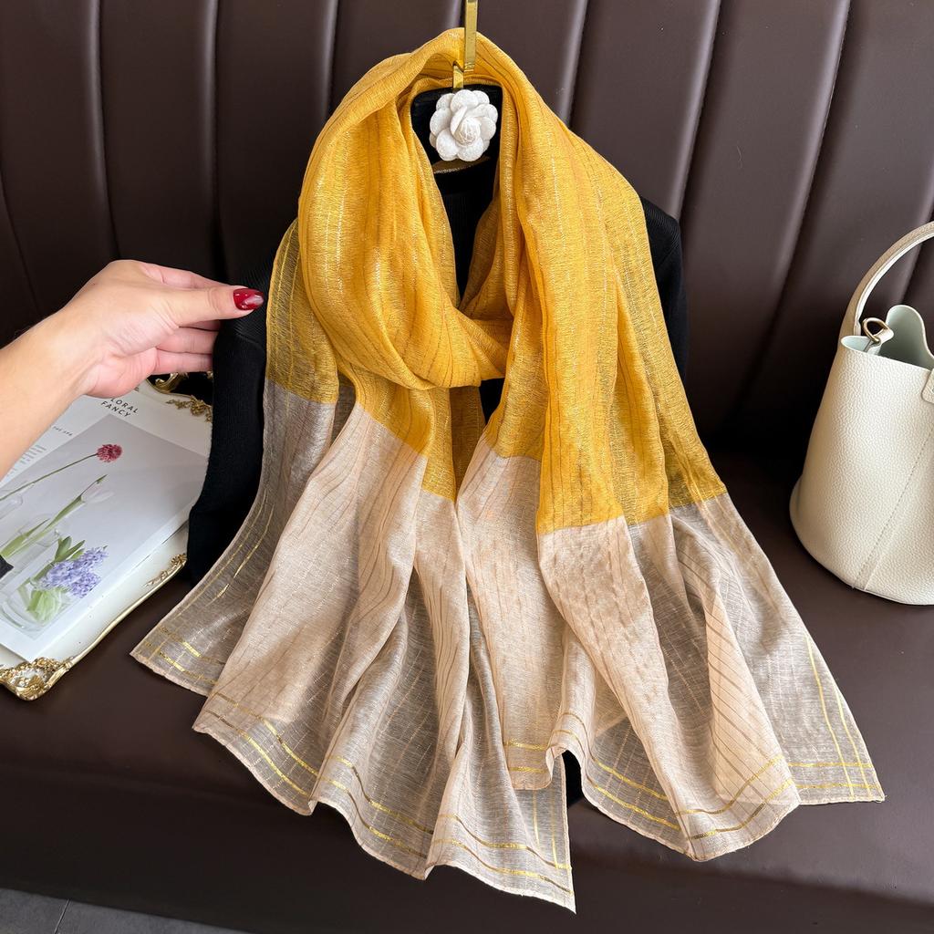 Brand Women Silk Scarf Female Stripe Foulard Femme Pashmina Shawls And Wrap Big Size Scaves Beach Towel Bandana Muslim Hijab