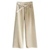 Fashion Design Sense, Heavy Industry Hot Diamond Jeans for Women, Spring New Korean Version of High-waisted and Thin Loose Wide-leg Pants