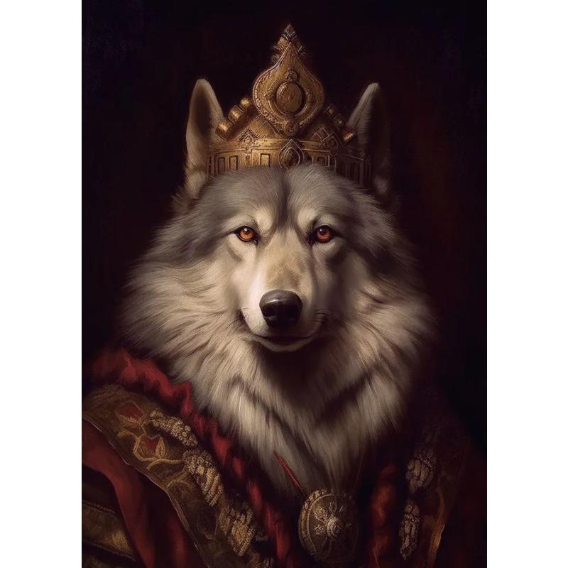 Wolf Lion Panther Rooster Cheetah Crow Deer Penguin Vintage Knight Animal Poster Canvas Painting Wall Art Picture for Room Decor