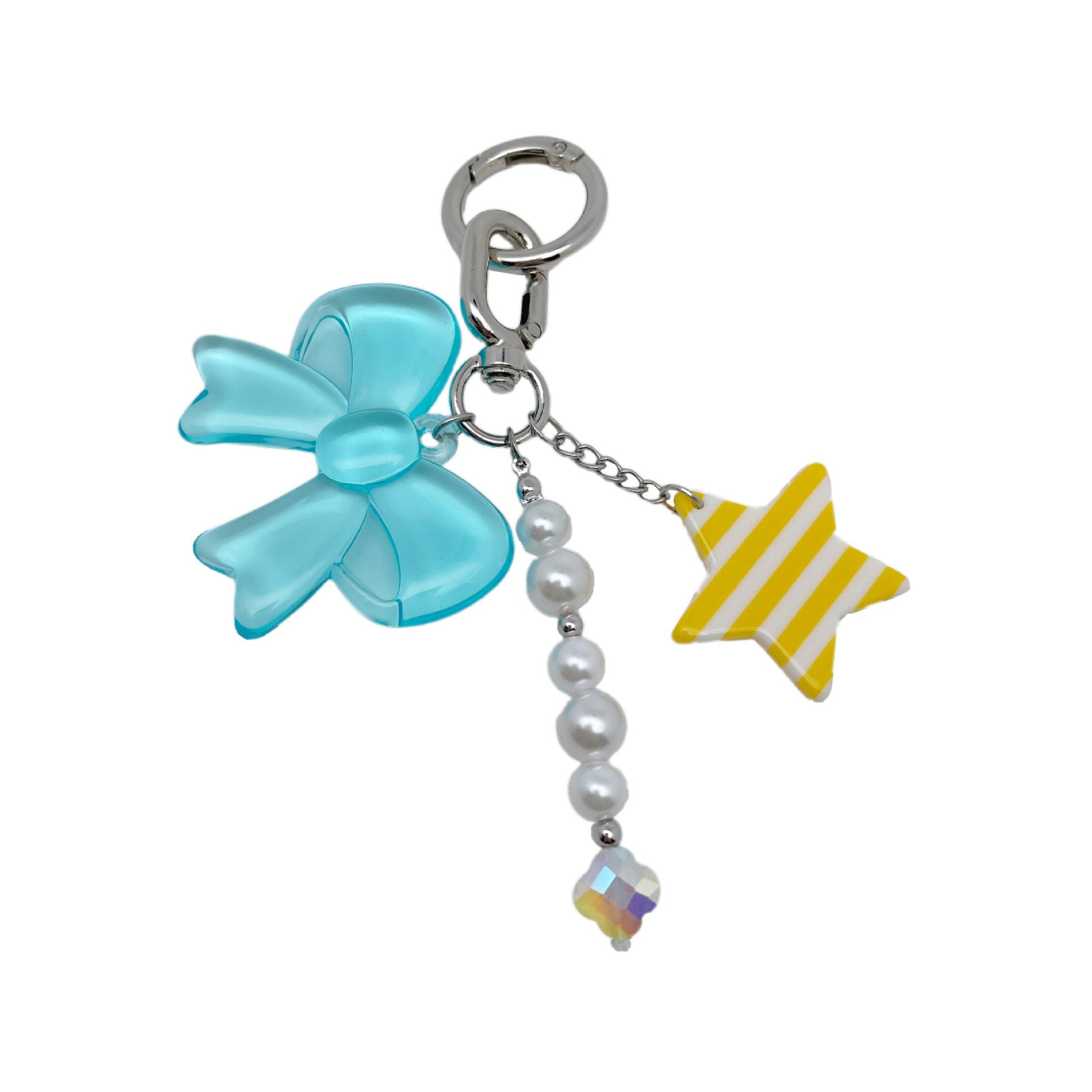 HERLOOK Y2K Keychain with Star Bowknot Phone Chain Pendant Pearl Beads Cute Bag Charm Accessories Gift for Women Girls