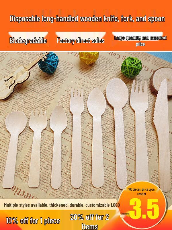 ZISIZ Disposable Long-Handle Paper Spoon
