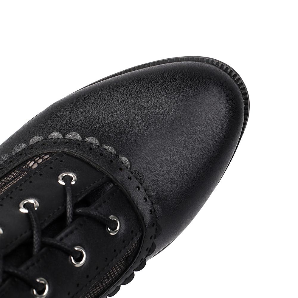 Fashion Women Victorian Ankle Boots Leather Lace Hollow Mesh Heel Shoes for women Fashion Lace-up Spliced Ladies High Heels Woman Boots