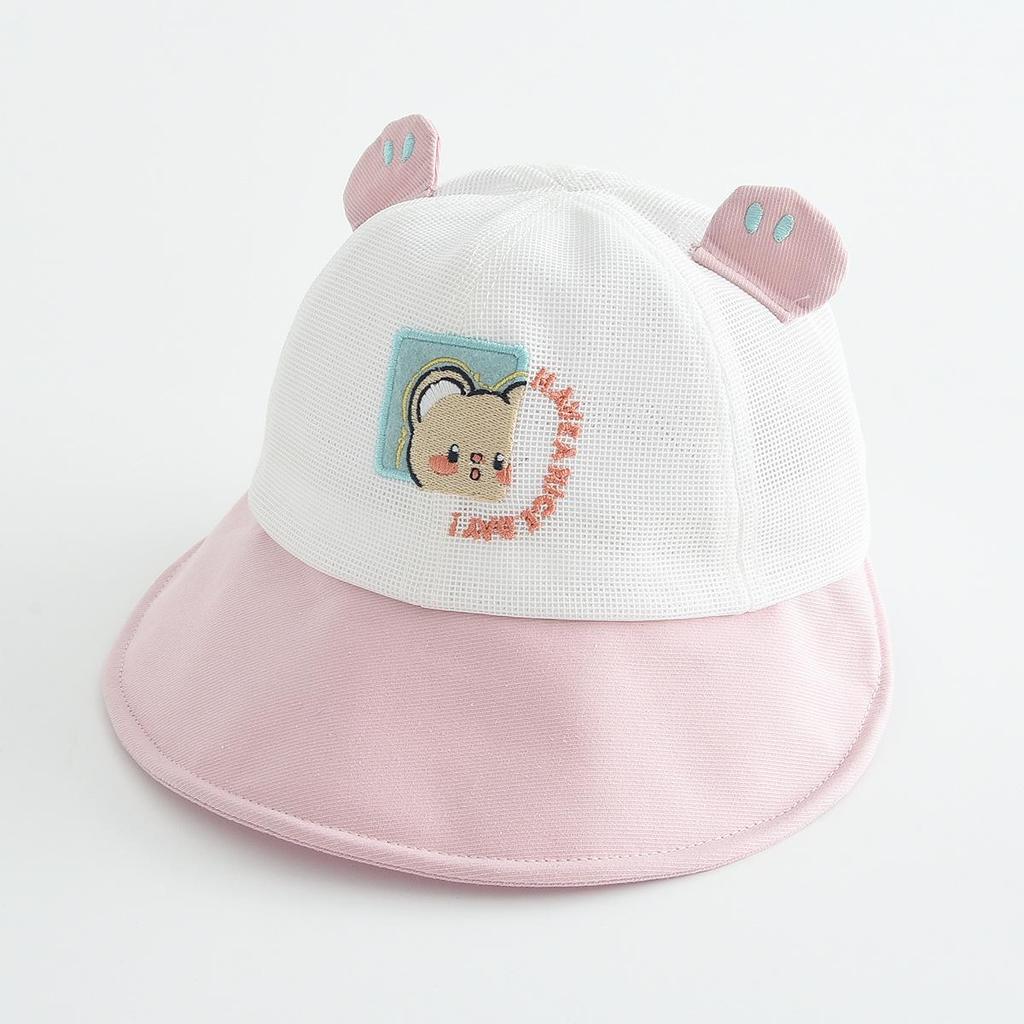 Adorable Cartoon Baby Mesh Sun Hat - Breathable, Windproof, Outdoor Bucket Design