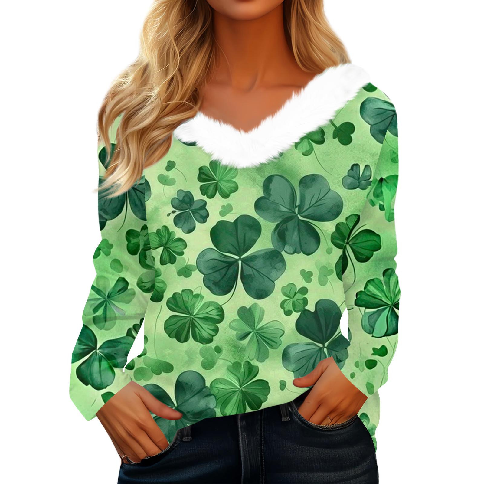 

Женская футболка с длинным рукавом и V-образным вырезом, повседневная, свободного кроя, с принтом Saint Pao XL