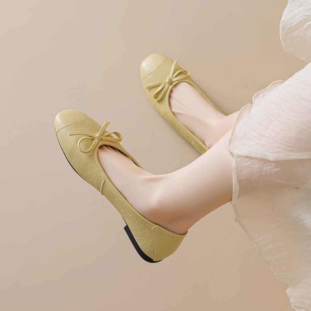 Weiwei Girl 313-58 Round Head Single Shoes Women's Shallow Bow Soft Sole Ballet French Xiaoxiangfeng Doudou Shoes