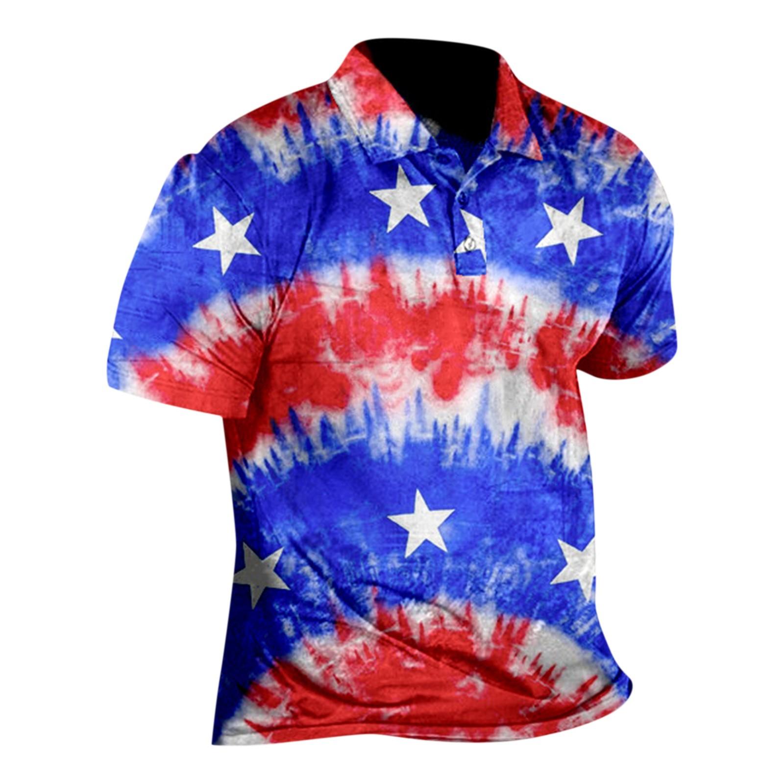 

Мужской топ в западном стиле с принтом Independent Day, модная свободная рубашка с короткими рукавами и пуговицами M красный