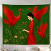 Red Crane Woman Tapestry