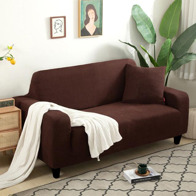 L Shaped Jacquard Sofa Cover Used For Living Room Room Flexible Thick Corn Fleece Couch Protector Solid Color Settee Covers 1 /2 /3 /4 Chairers
