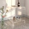 Borda acrílica transparente poucos celebridades da internet mesa de cabeceira simples para quarto mesa de centro nórdica sofá poucos ins luxo leve ela