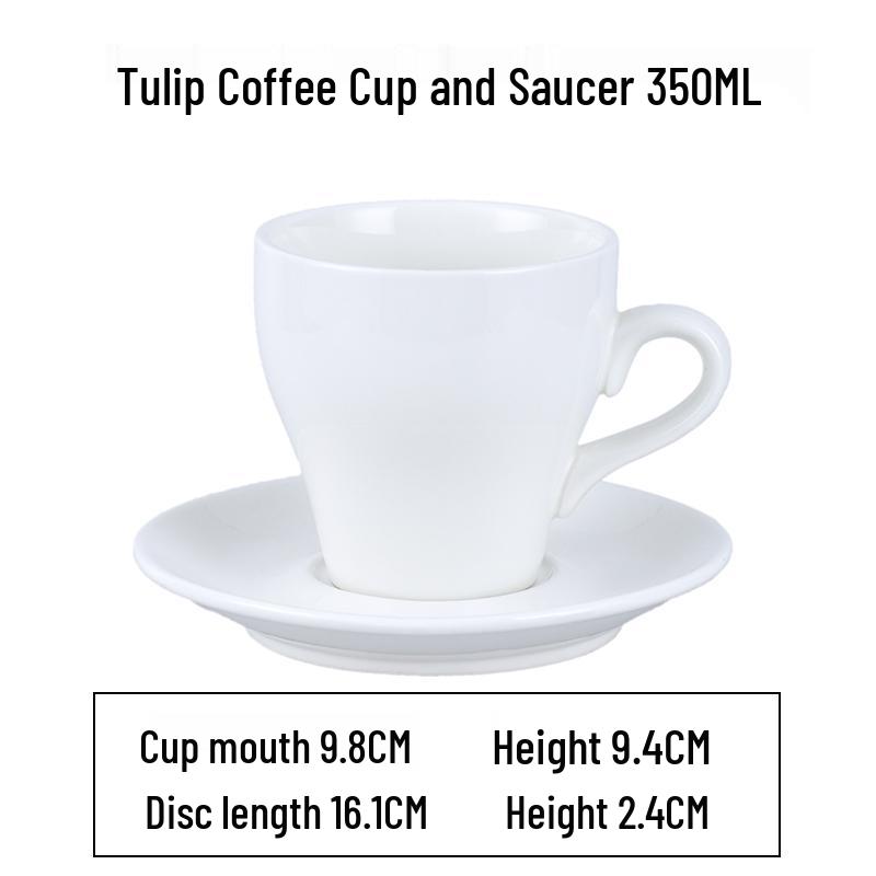 European Latte Art Cappuccino Cup & Saucer Set - White Ceramic Tea/Coffee Cup for Hotel Guest Room