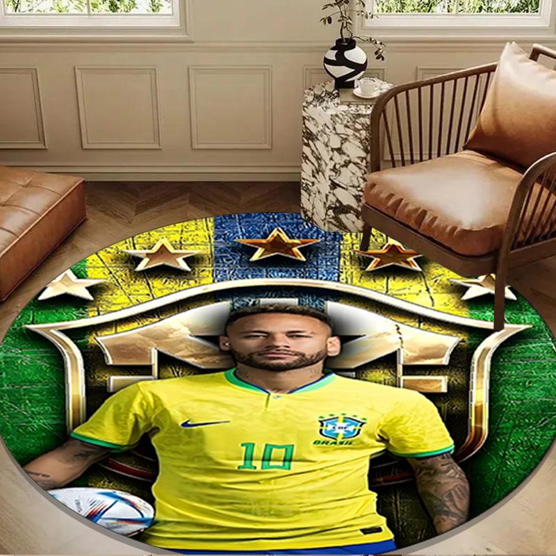 Brazilian Football Star Round mat Home Decor, Chair rug For livingroom,Bedroom, doormat home decor Birthday Gift Christmas Gifts