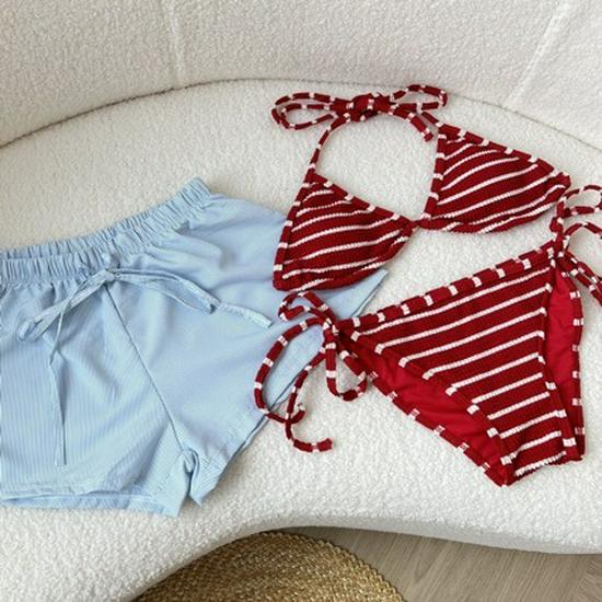 Free Holiday Spicy Babe Red & White Striped Two-Piece Swimsuit