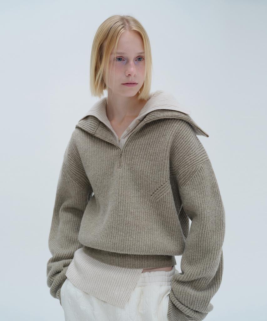 Daiaegeuneol Sailor Half Zip Up Knit (Brown)