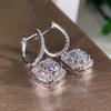 Huitan Neue Trendige Quadratische Hängeohrringe Brillant Braut Verlobung Hochzeitsschmuck Elegant Weiblich Hängeohrring Feines Geschenk