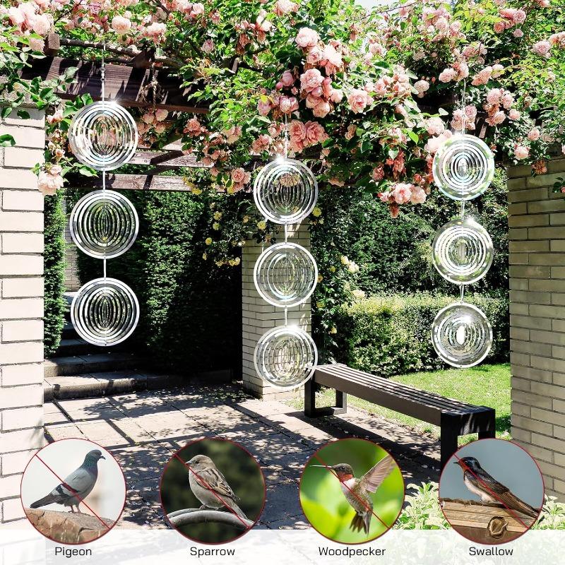 Reflective Hanging Bird Repeller Discs Wind Chime Bird Deterrent for Garden Decorative Birdproofing Reflectors to Keep Bird Away